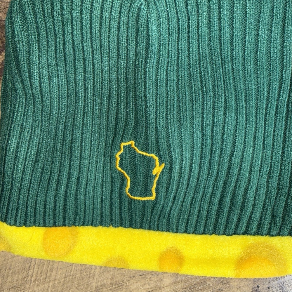 Cheese Beanie Reversible Fleece/Knit Green Bay Packers Fans‎ Wisconsin OS NWT - Picture 6 of 7